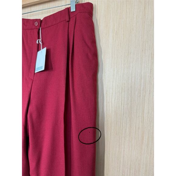 NEW Vtg Lands End 100% Wool Pleated High Waist Dress Pants Sz 16 Made in USA Red - Picture 3 of 13